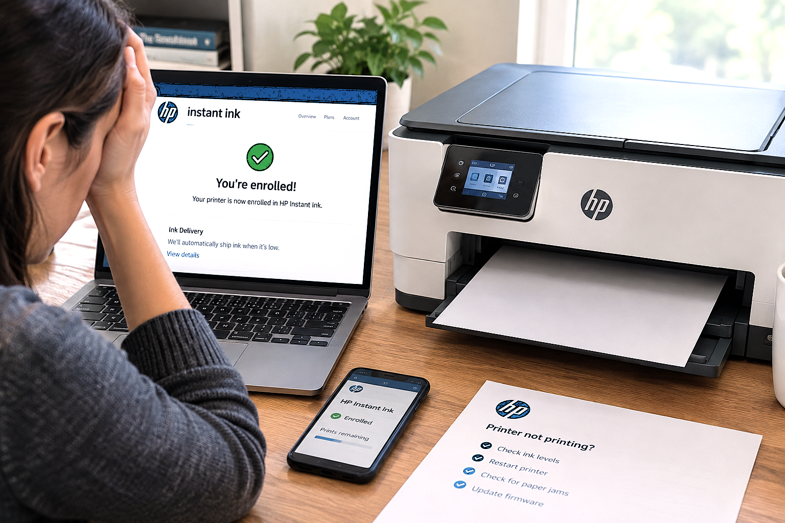 HP Instant Ink Enrolled but Printer Still Not Printing