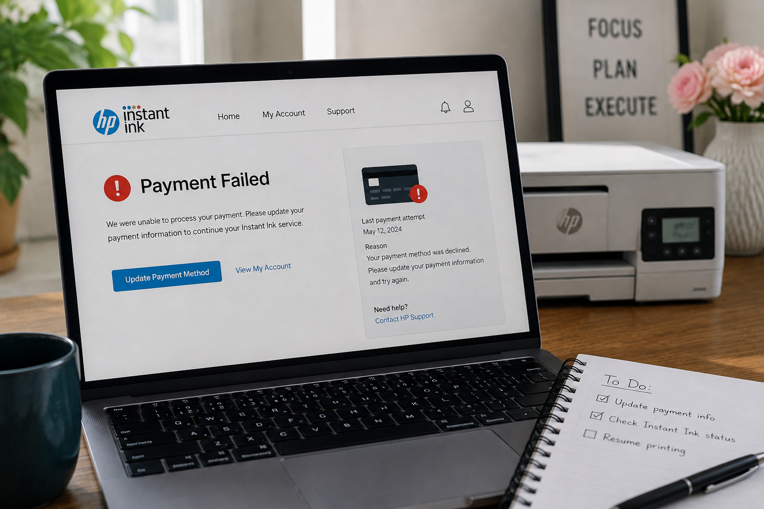 HP Instant Ink Payment Failed